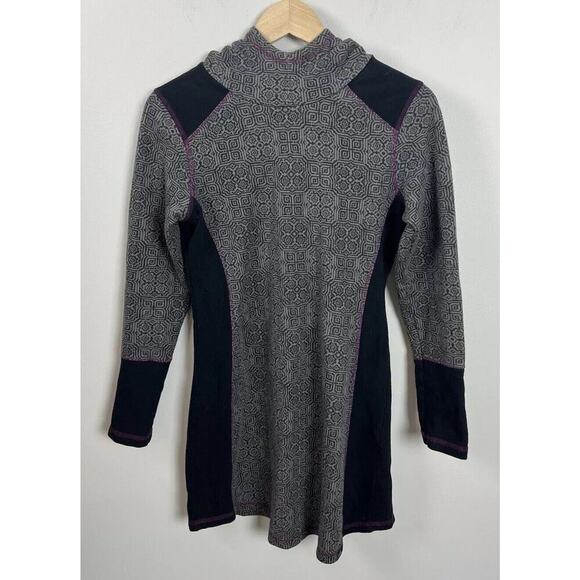 Prana Tunic Hoodie Dress Patterned Gray Black Size XS Style #W2ROMA314 Women’s - Picture 1 of 6